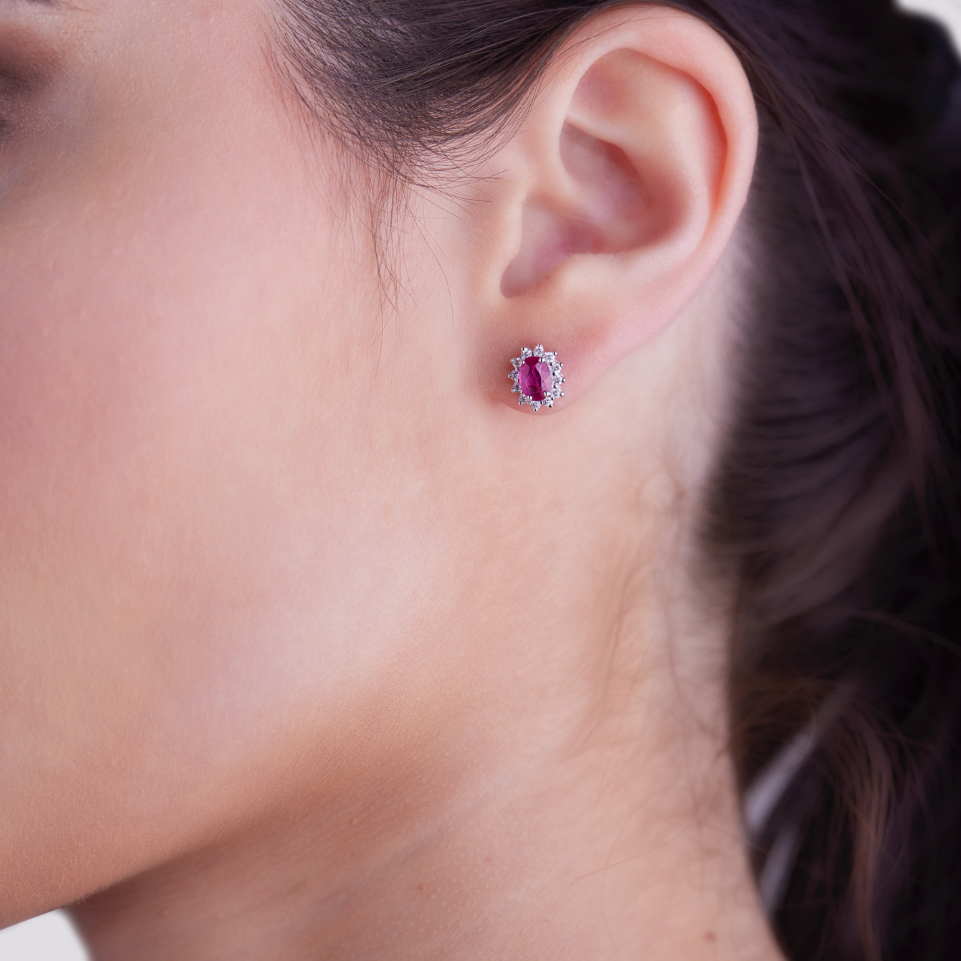 Orecchini Rubini 0,96ct e Diamanti 0,20ct