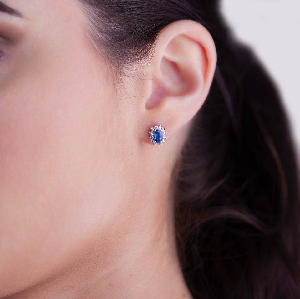 Orecchini Zaffiri 0,96ct e Diamanti 0,20ct