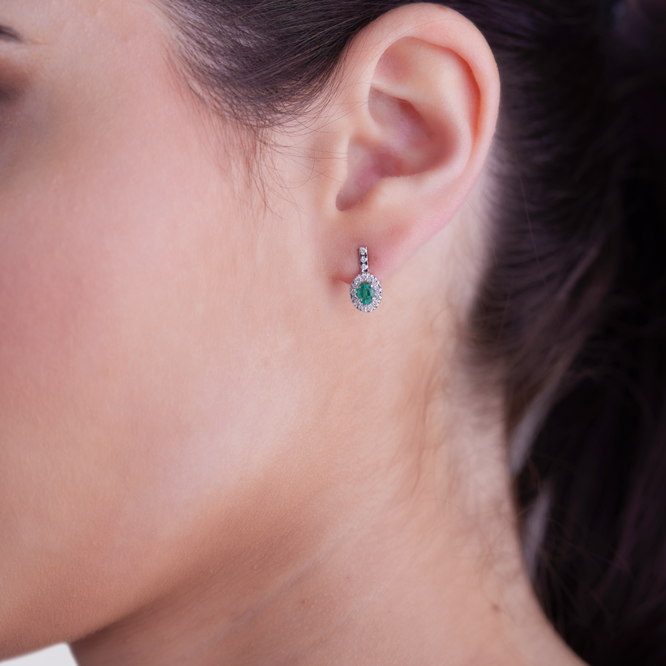 Orecchini Smeraldi 0,34ct e Diamanti 0,28ct