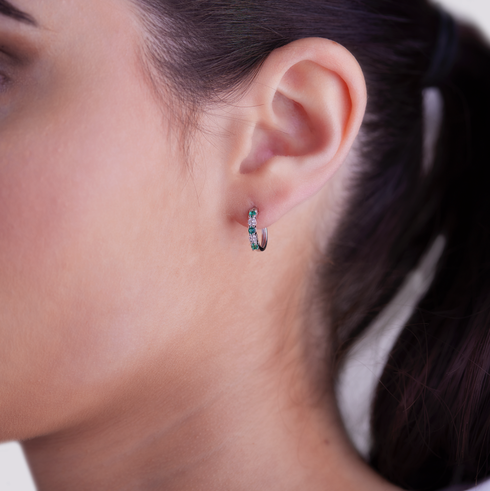 Orecchini Smeraldi 0,16ct e Diamanti 0,45ct