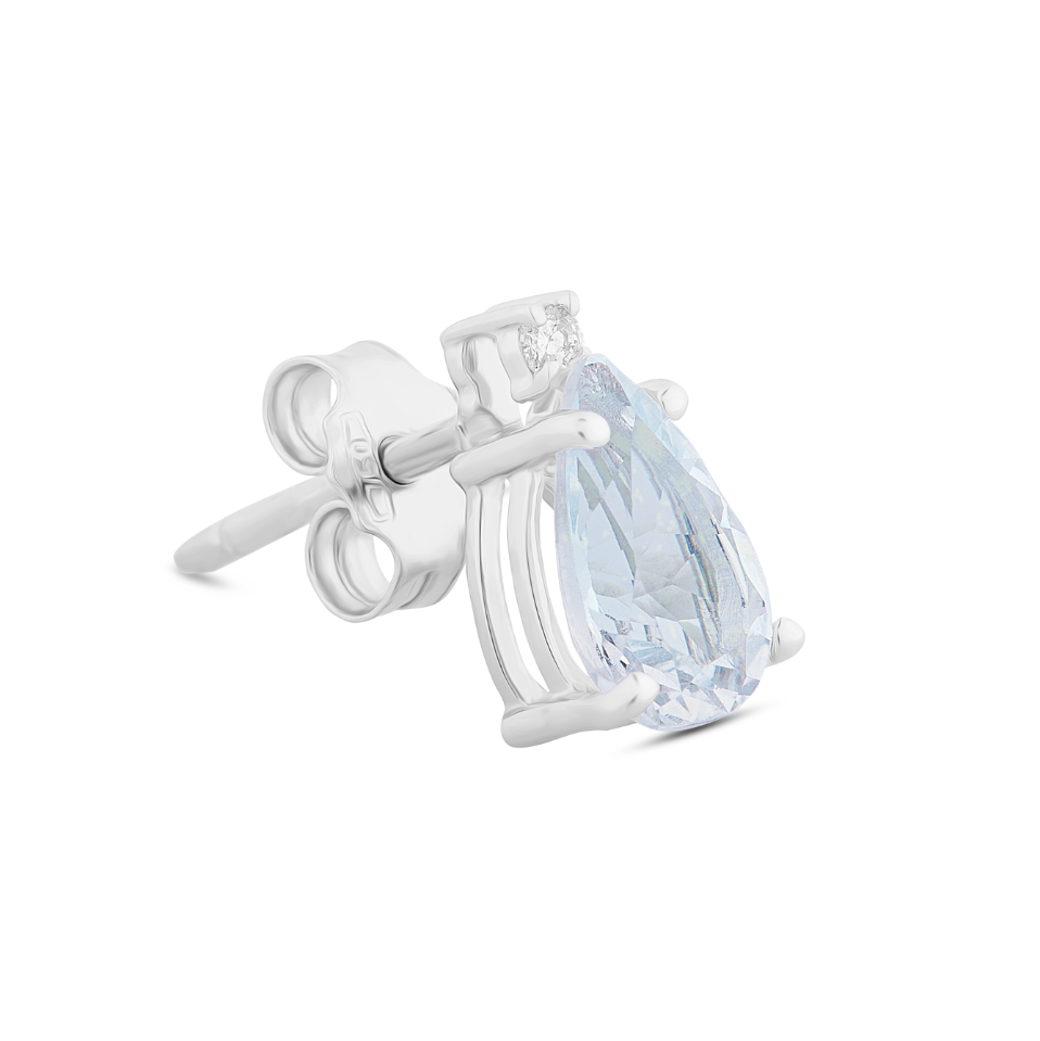 Orecchini Acqua Marina Taglio Goccia 1,36ct e Diamanti 0,04ct