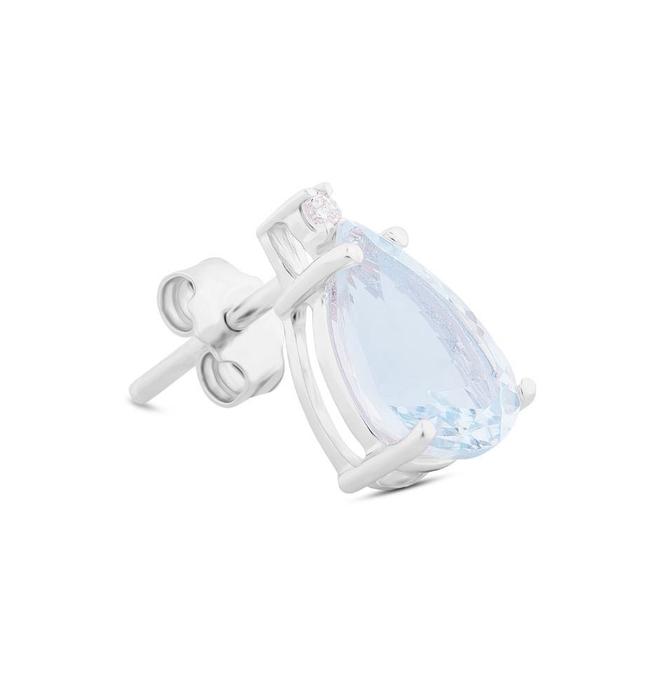 Orecchini Acqua Marina Taglio Goccia 3,12ct e Diamanti 0,04ct