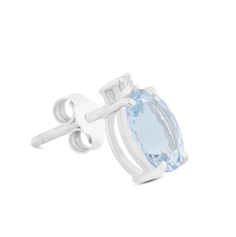 Orecchini Acqua Marina Taglio Ovale 2,10ct e Diamanti 0,04ct