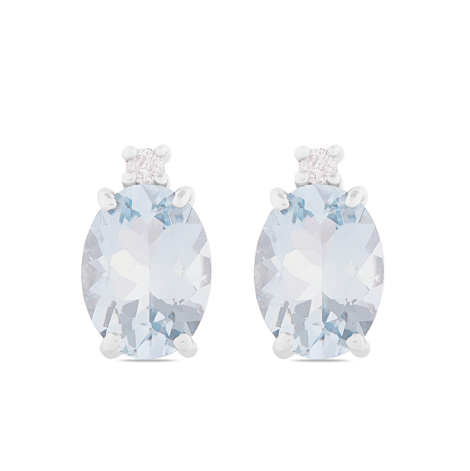 Orecchini Acqua Marina Taglio Ovale 2,10ct e Diamanti 0,04ct