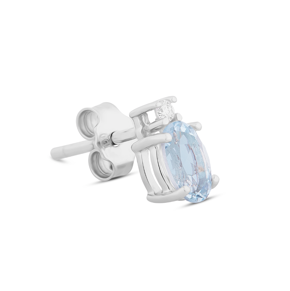 Orecchini Acqua Marina Taglio Ovale 0,70ct e Diamanti 0,04ct