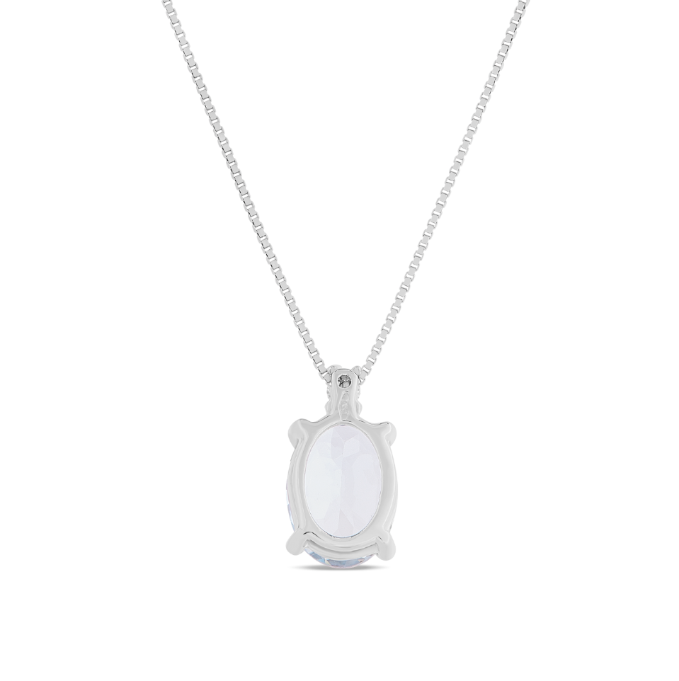 Collana Acqua Marina Taglio Ovale 0,68ct e Diamanti 0,02ct