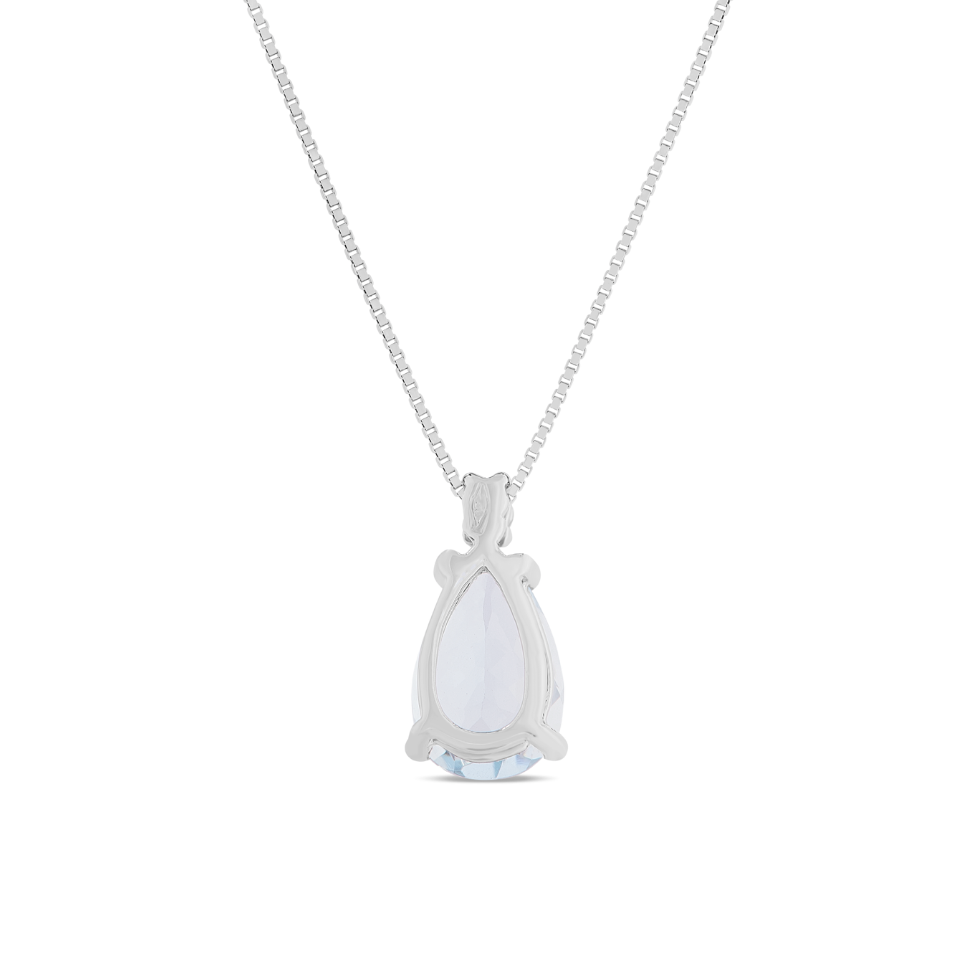 Collana Acqua Marina Taglio Goccia 0,68ct e Diamanti 0,02ct