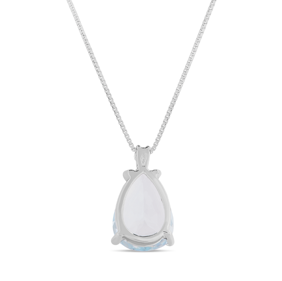 Collana Acqua Marina Taglio Goccia 1,56ct e Diamanti 0,02ct