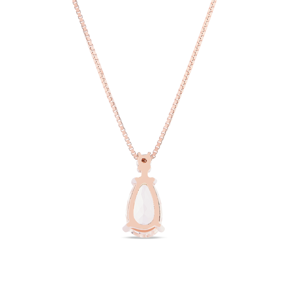 Collana Morganite Taglio Goccia 0,52ct e Diamanti 0,02ct