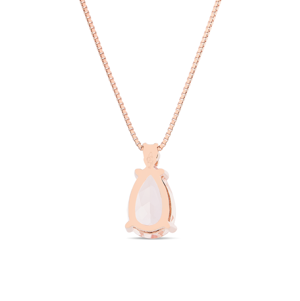 Collana Morganite Taglio Goccia 0,67ct e Diamanti 0,02ct
