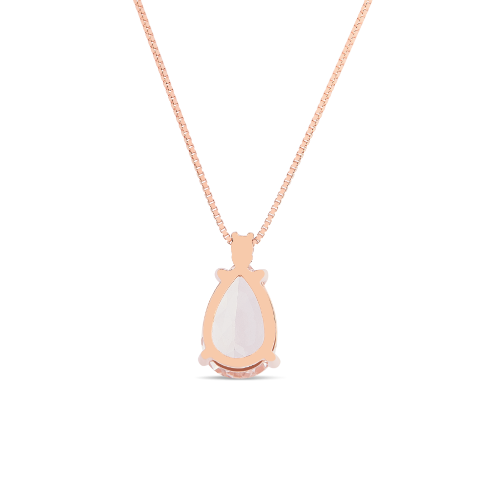 Collana Morganite Taglio Goccia 1,00ct e Diamanti 0,02ct