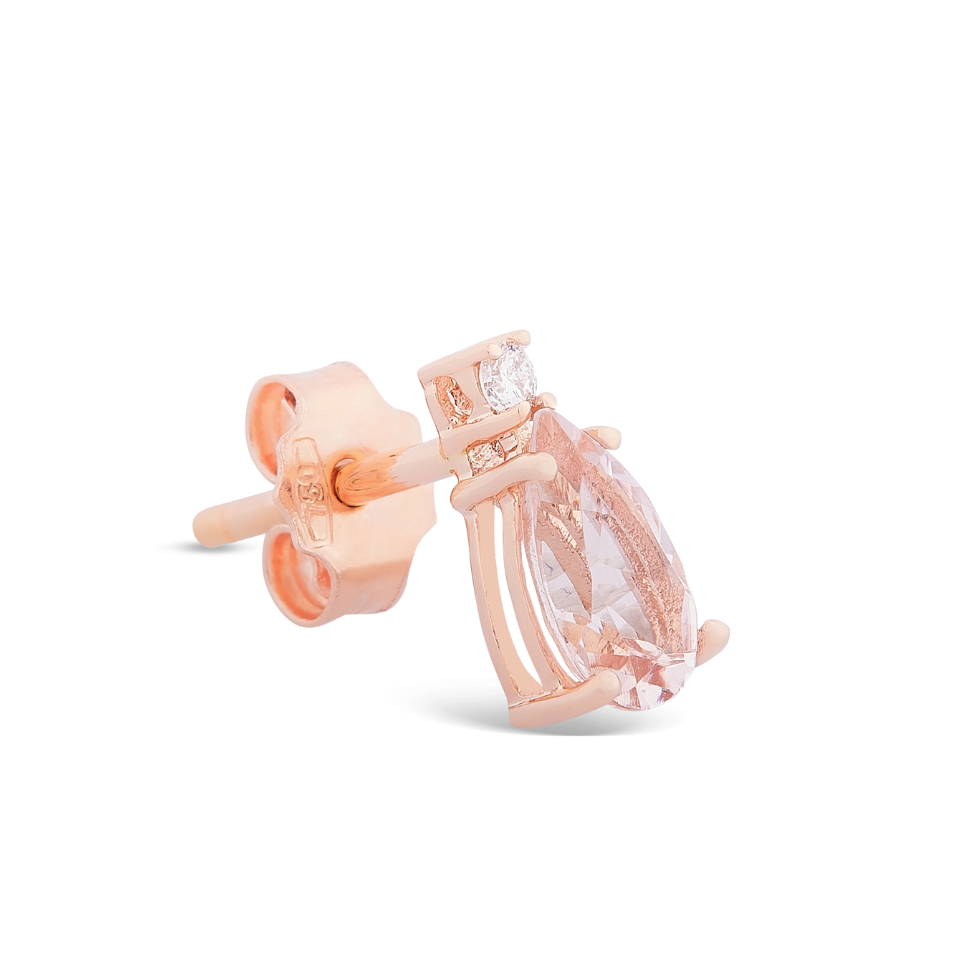 Orecchini Morganite Taglio Goggia 1,02ct e Diamanti 0,04ct