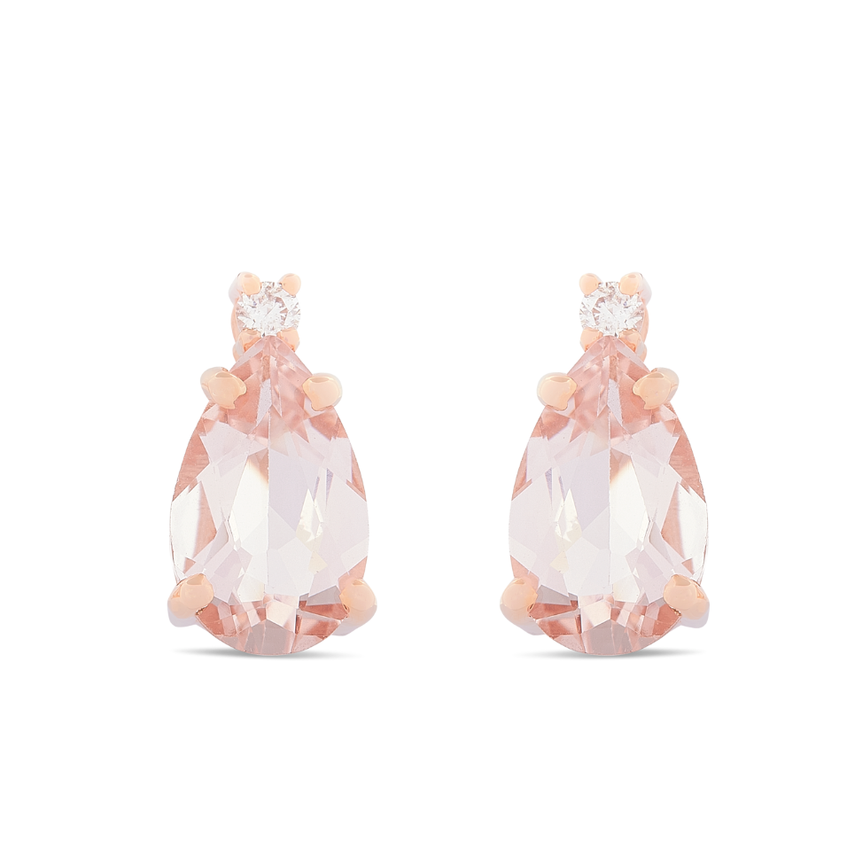 Orecchini Morganite Taglio Goggia 1,37ct e Diamanti 0,04ct