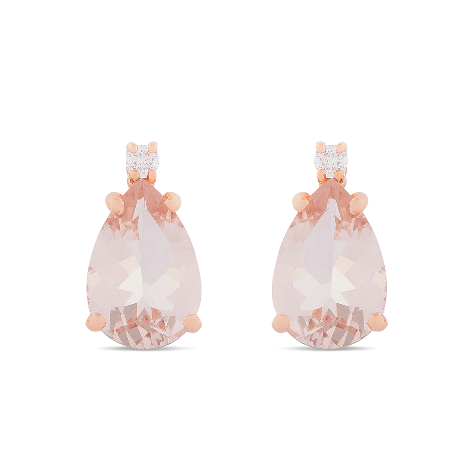 Orecchini Morganite Taglio Goggia 1,95ct e Diamanti 0,04ct