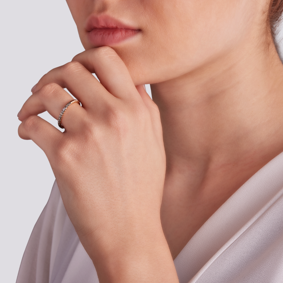 Anello Veretta Intrecciata Diamanti Brown 0,25ct