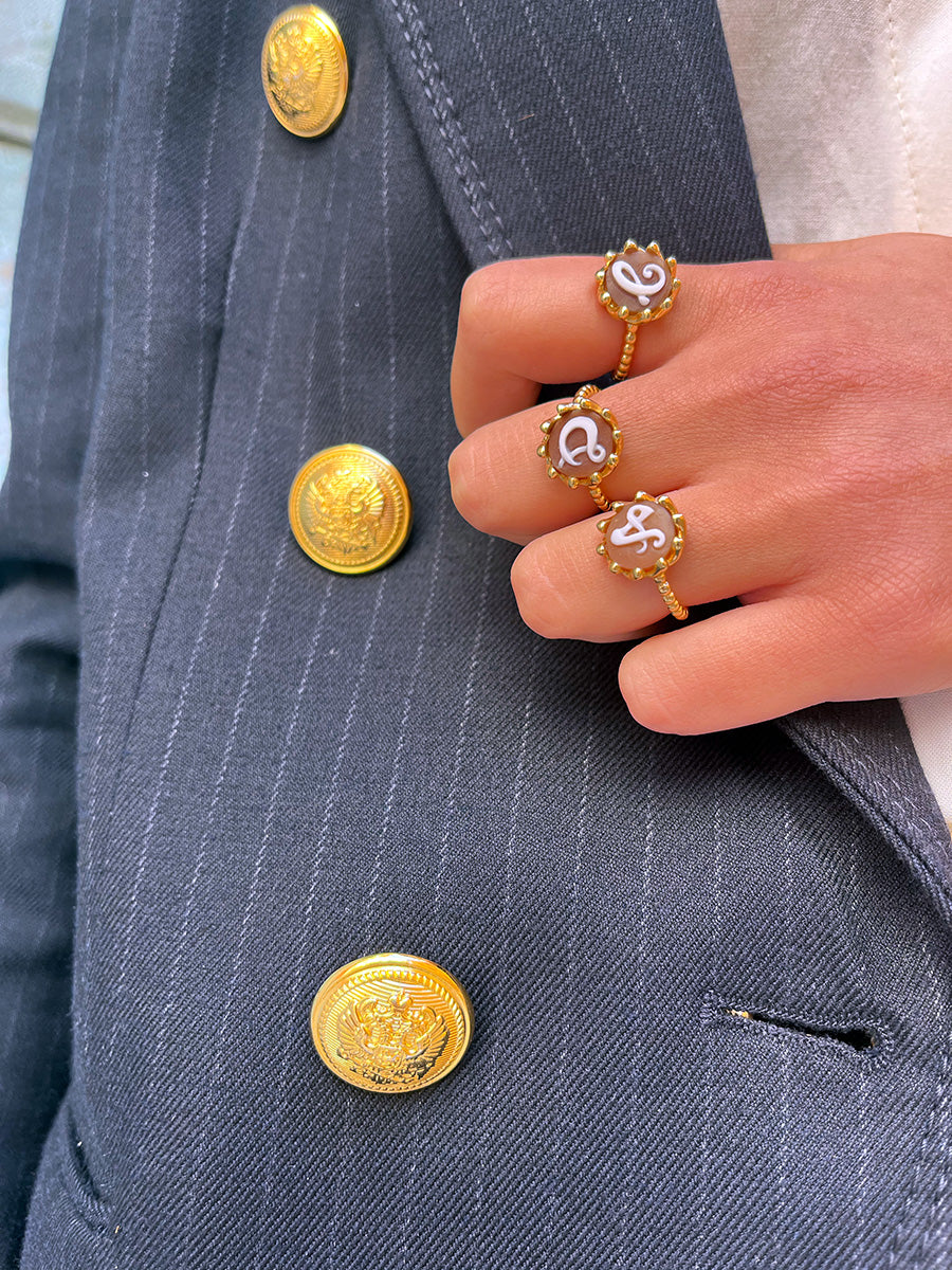 Anello Corona in Argento e Cammeo Personalizzato con incisione