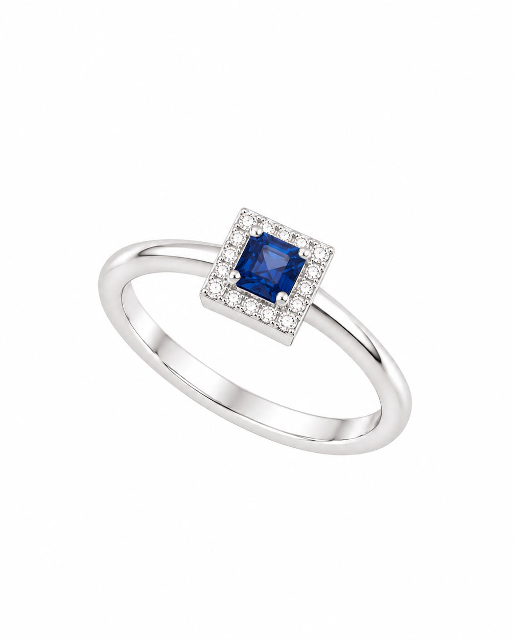 Anello in Argento 925, Zaffiro e Diamanti Lab Grown