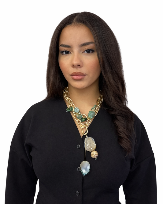 Collana in Acciaio satinato con Giada