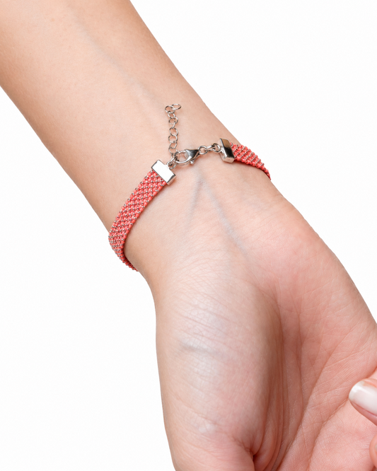Bracciale fatto a mano in argento 925 rodio 0,5 cm Rosso
