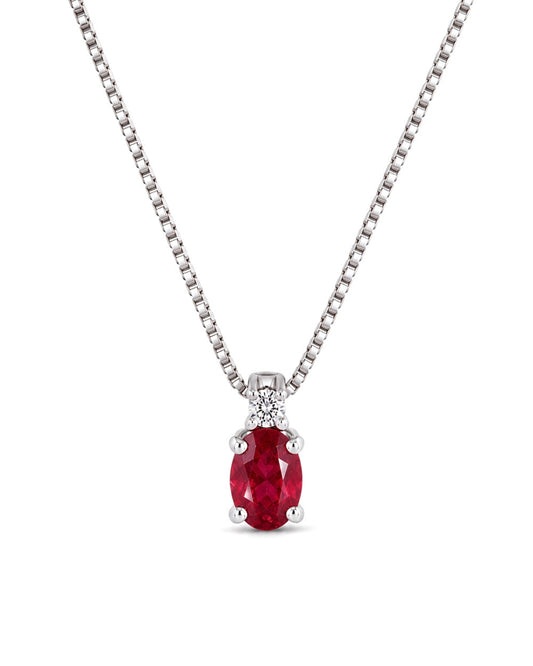 Collana Rubino 0,18ct e Diamanti 0,02ct