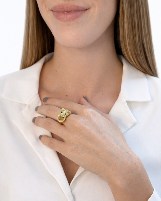 Anello Pantera placcato oro giallo 18kt
