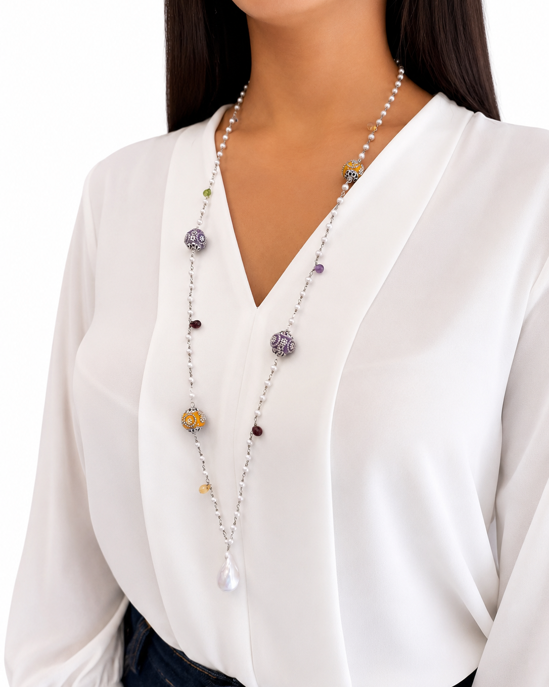 Collana con Tormaline e Perle