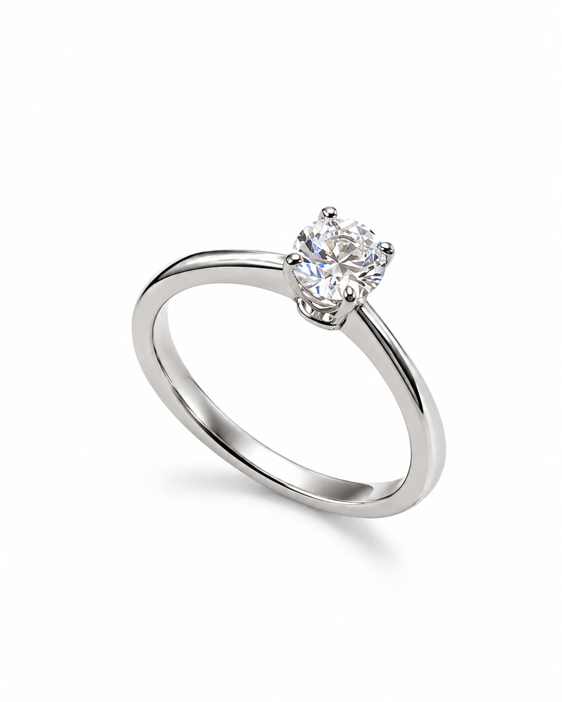 Anello Solitario Medium in Argento 925 e Diamanti Lab Grown