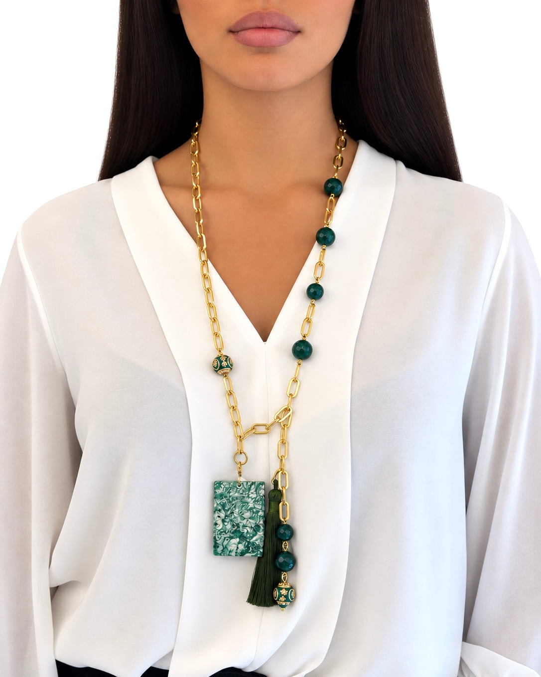 Collana realizzata a mano con Agata Verde e Giada Naturale - PREZZO SU RICHIESTA