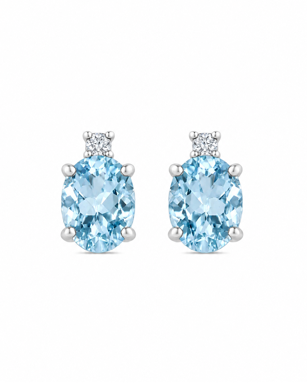 Orecchini Acqua Marina Taglio Ovale 1,36ct e Diamanti 0,04ct