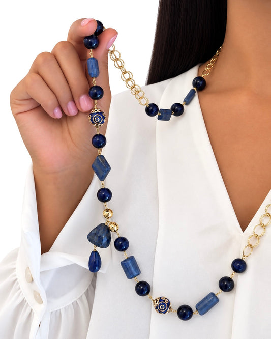 Collana con Lapislazzuli e Occhio di Tigre Blu