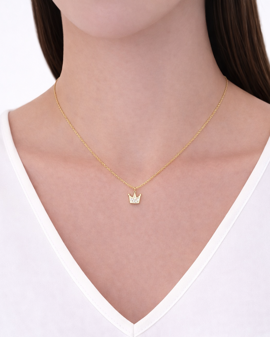 Girocollo Coroncina in Argento placcato oro giallo 18kt