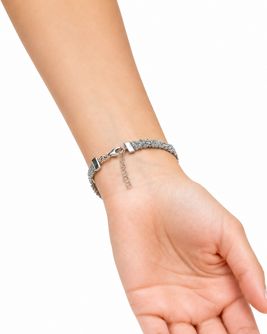 Bracciale fatto a mano in argento 925 Rodio 0,5 cm