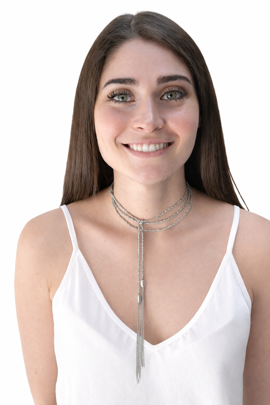 Collana fatta a mano in argento rodio