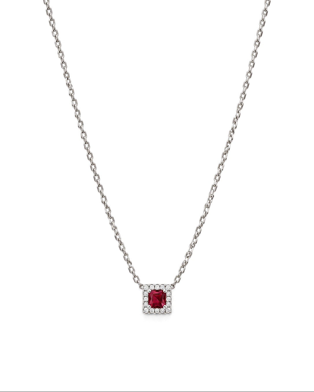 Girocollo in Argento 925, Rubino e Diamanti Lab Grown
