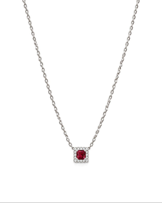 Girocollo in Argento 925, Rubino e Diamanti Lab Grown