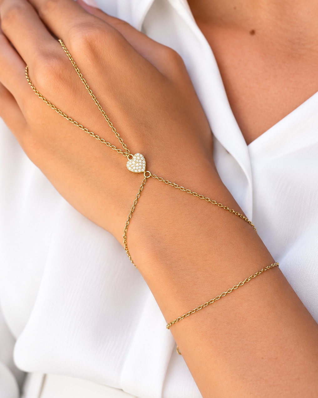 Baciamano in Argento placcato oro giallo 18kt con Cuore