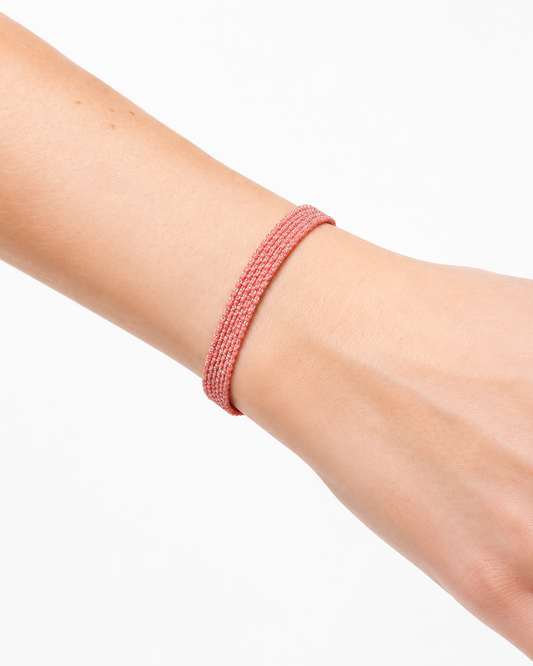 Bracciale fatto a mano in argento 925 rodio 0,5 cm Rosso