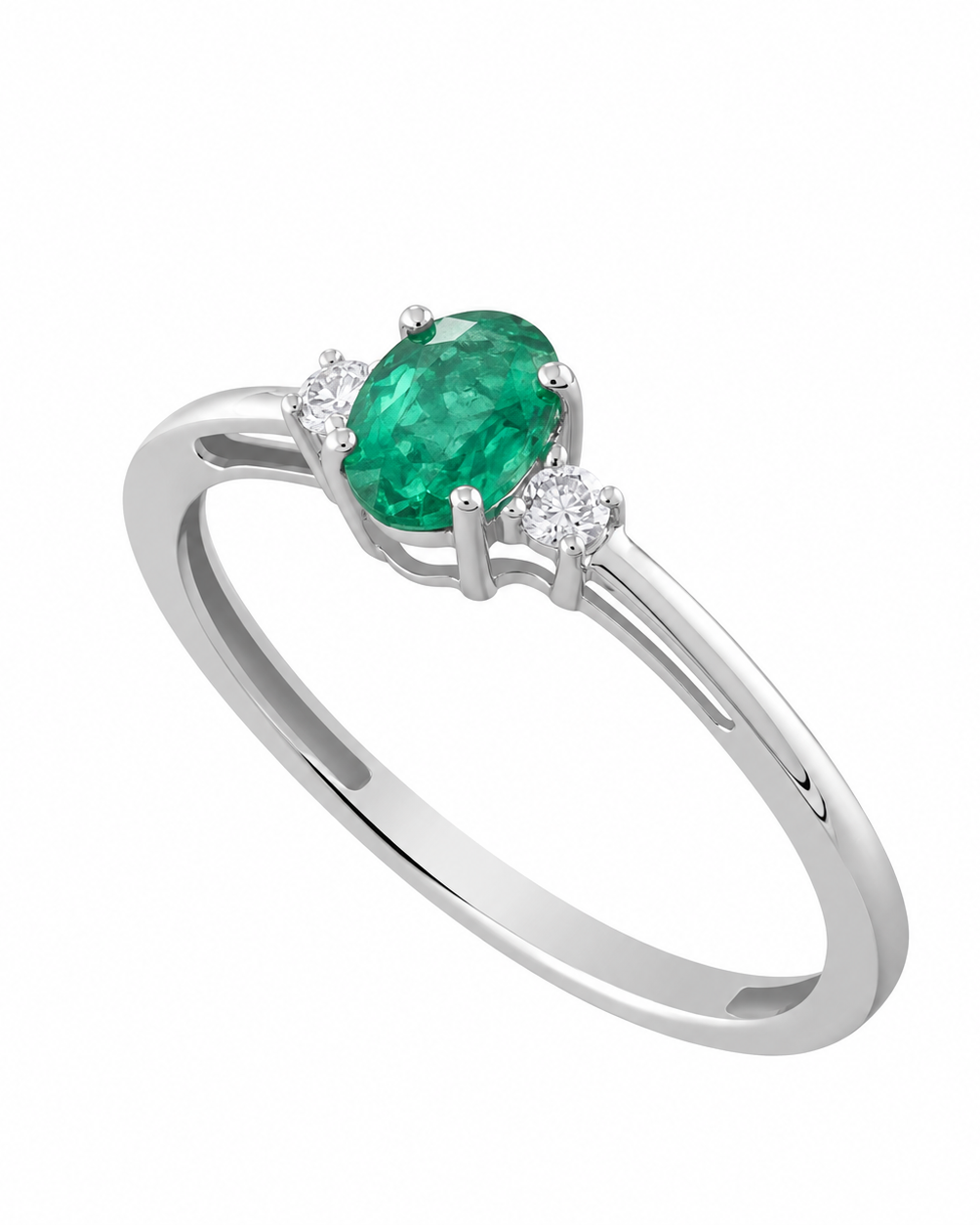 Anello Smeraldo 0,15ct e Diamanti 0,04ct