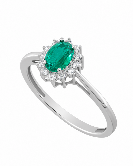 Anello Smeraldo 0,42ct e Diamanti 0,10ct