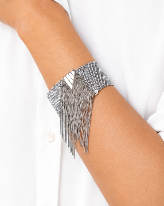 Bracciale fatto a mano in Argento rodio con Frange