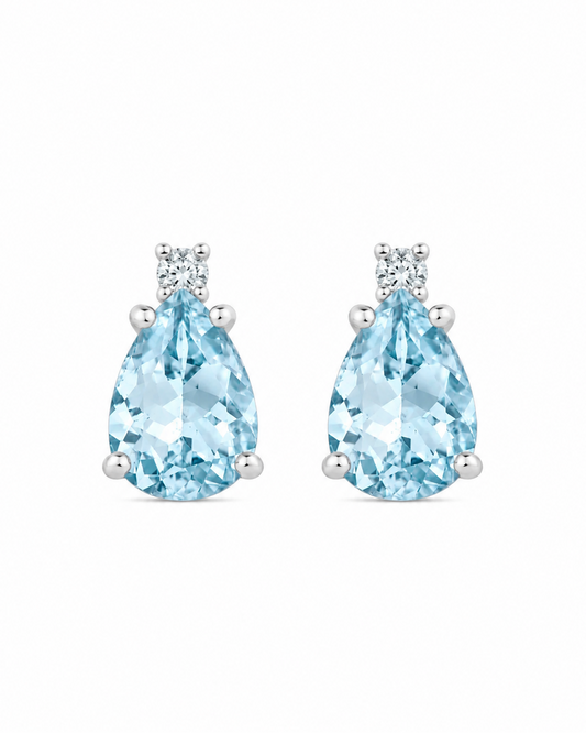 Orecchini Acqua Marina Taglio Goccia 2,08ct e Diamanti 0,04ct