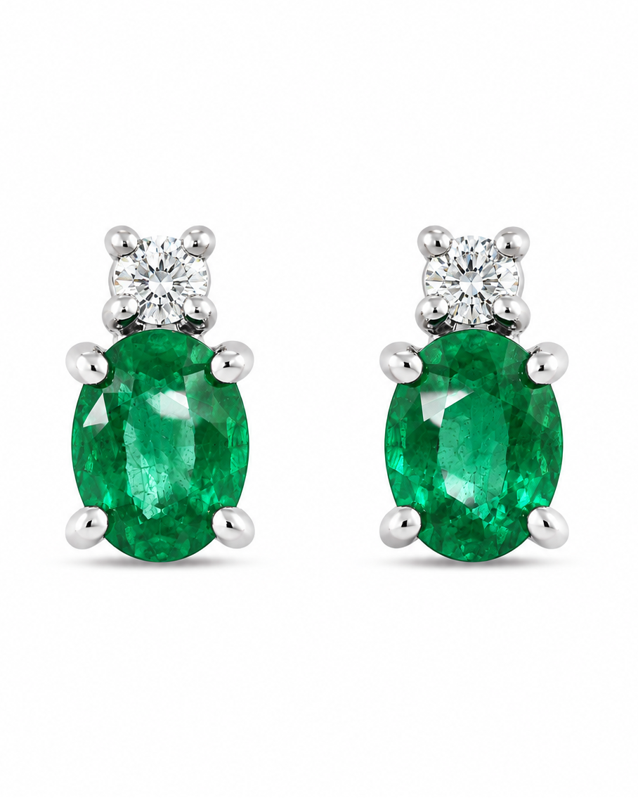 Orecchini Smeraldi 0,30ct e Diamanti 0,04ct