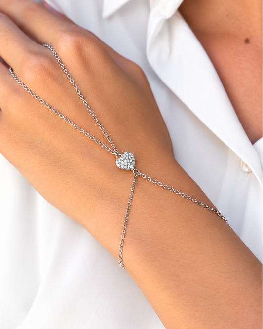 Baciamano in Argento rodio con Cuore