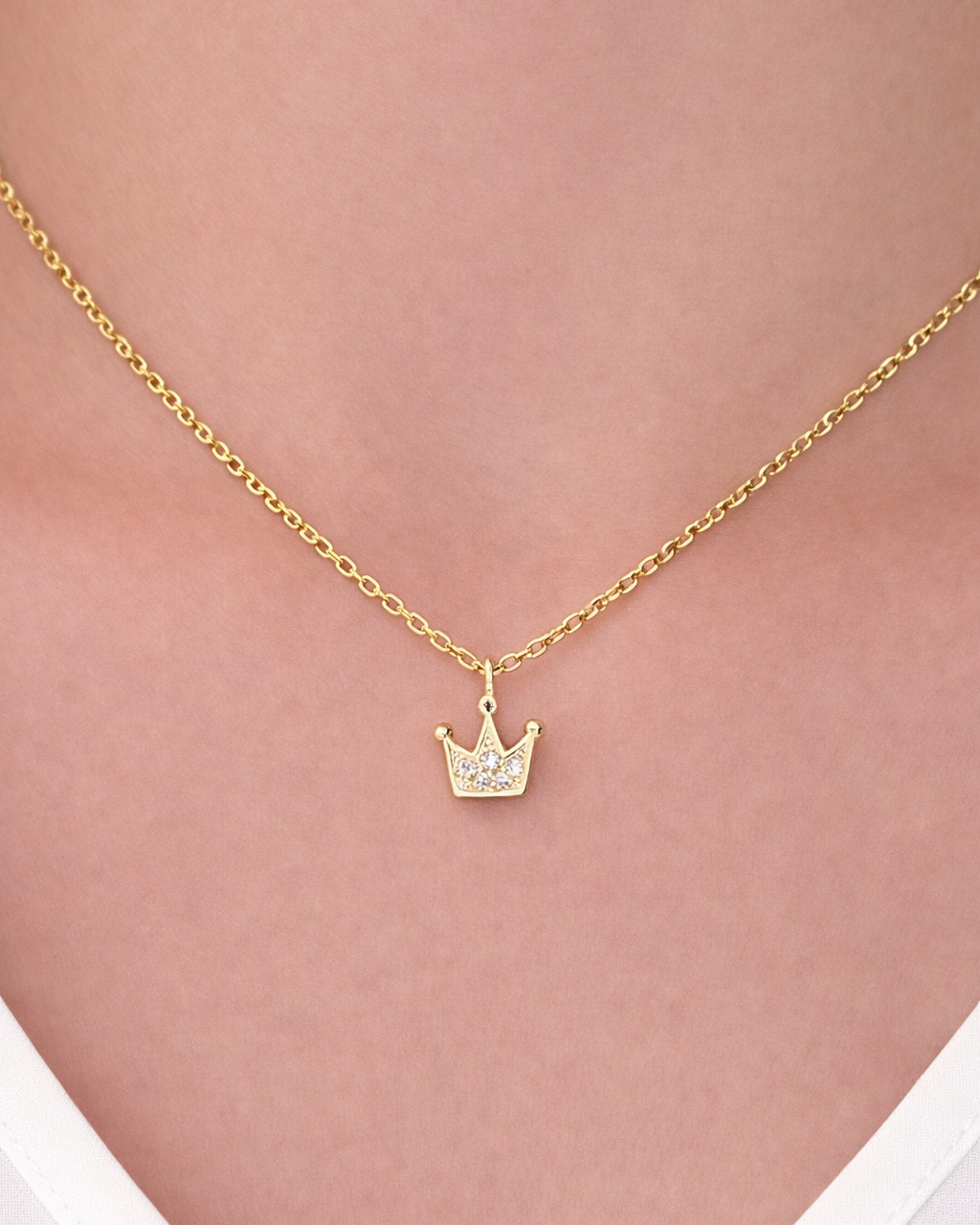 Girocollo Coroncina in Argento placcato oro giallo 18kt