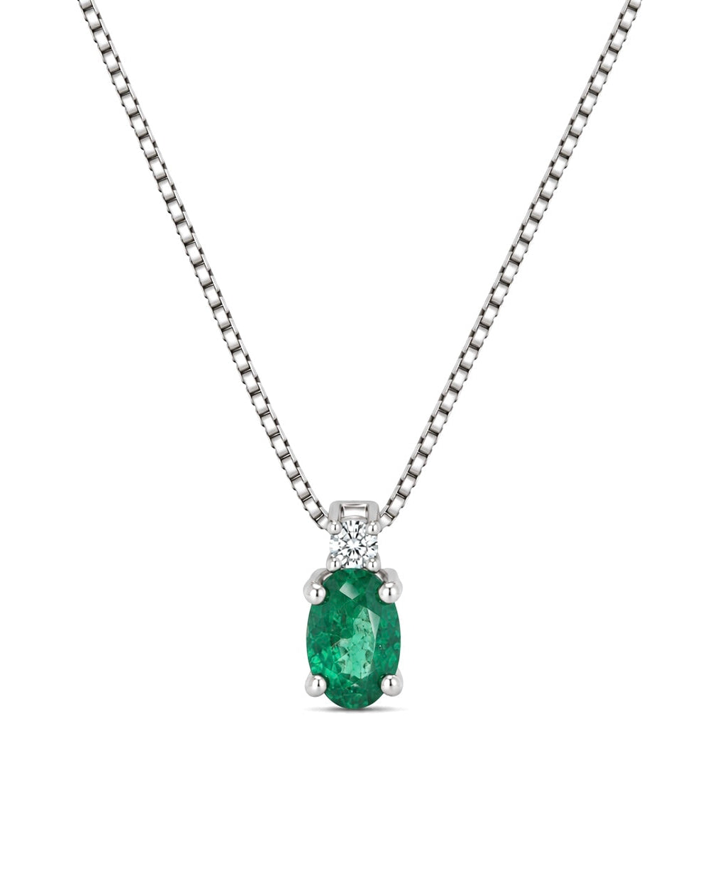 Collana Smeraldo 0,15ct e Diamanti 0,02ct