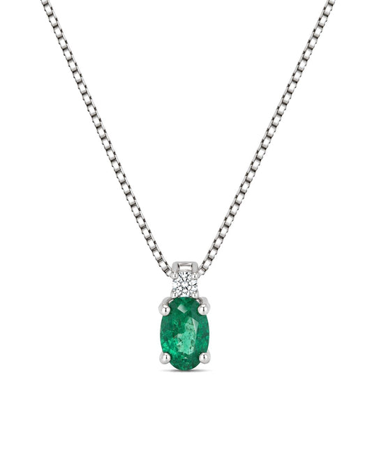 Collana Smeraldo 0,15ct e Diamanti 0,02ct