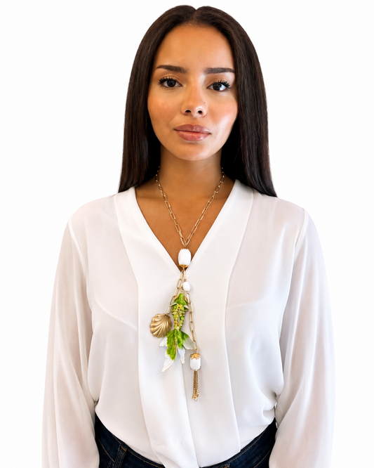 Collana con Agata Bianca e Pesce