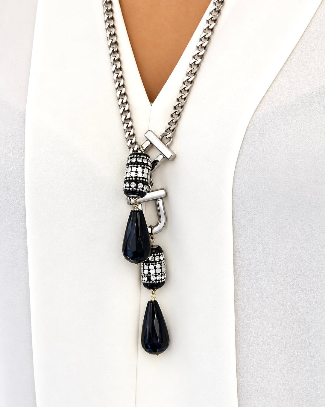 Collana realizzata a mano in Acciaio e Onice
