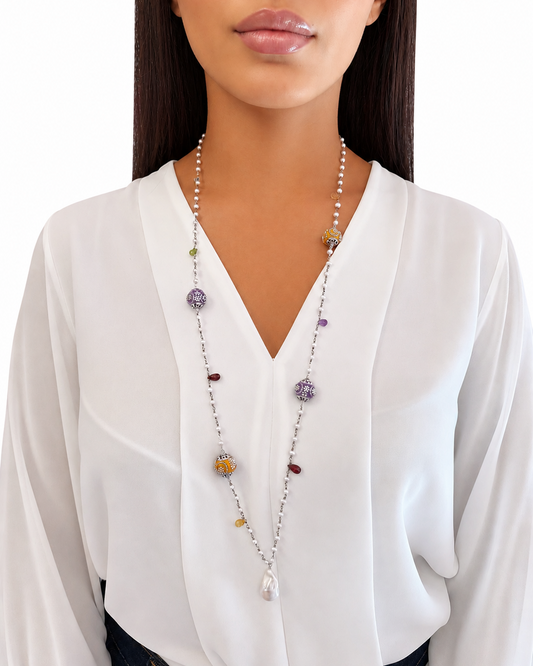 Collana con Tormaline e Perle