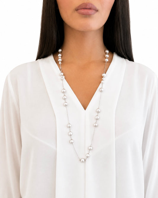 Collana in Argento 925 rodio e Perle